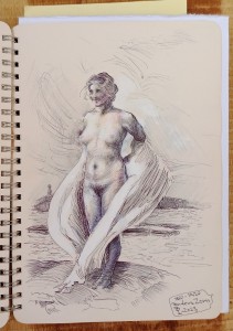 2023 - Vzpomínka na A. Zorna, pero, akryl a tužka, 20 x 15 cm